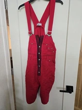 Vintage International Male Red Denim Bib Overall Romper JumpSuit L