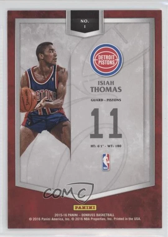 2015-16 Panini Donruss The Elite Series Isiah Thomas #1 HOF - Image 2 of 2
