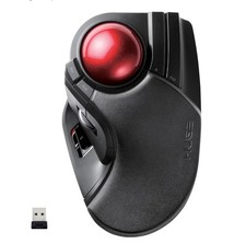 ELECOM ENORME Mouse Trackball, 2.4GHz Wireless, Controllo Dita, 8 Pulsanti M-HT1DRBK
