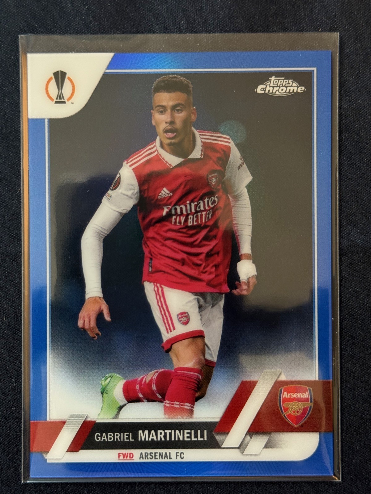 2022-23 Topps Chrome UEFA Gabriel Martinelli Blue Refractor /150 Arsenal