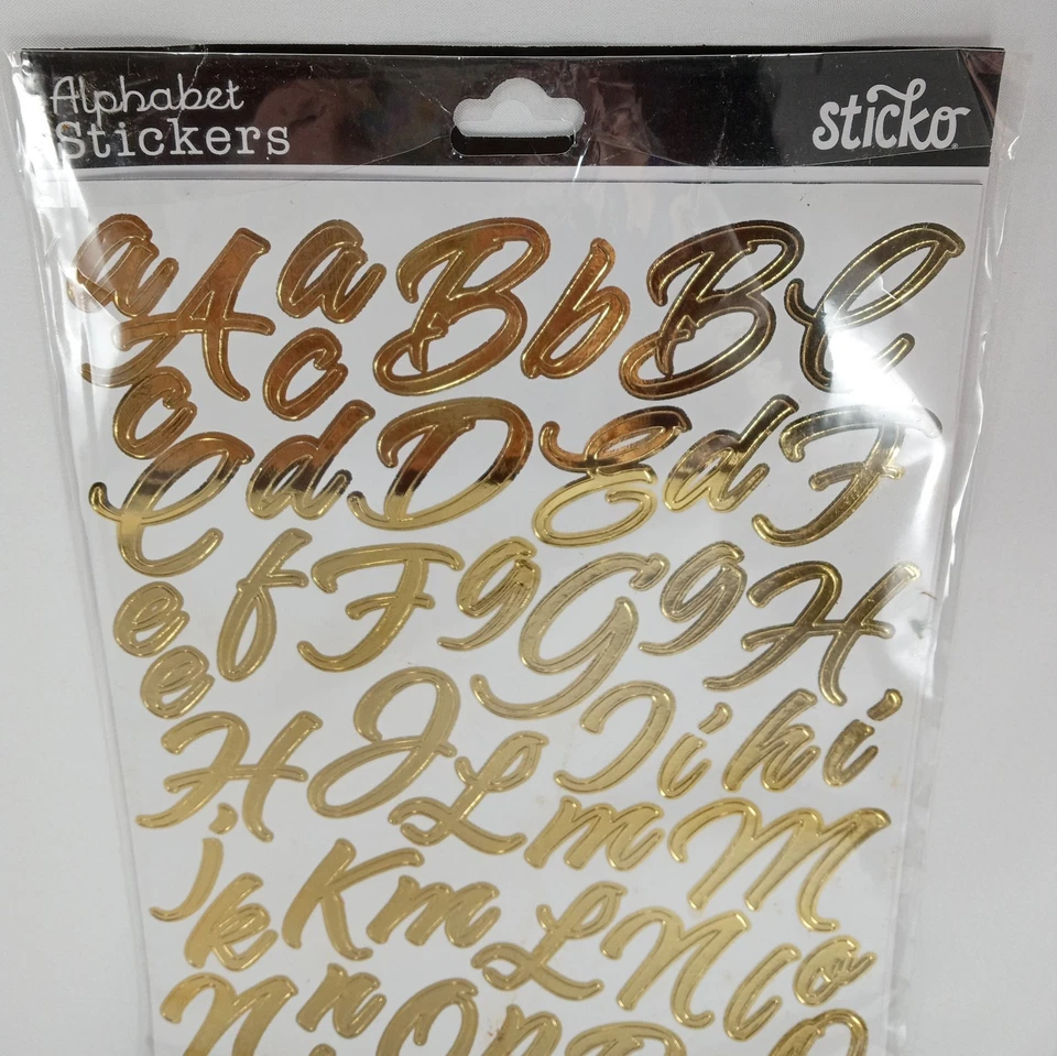 STICKO Alphabet Letters Stickers Brush Stroke Gold & Silver Capitals Small - Image 4 of 4
