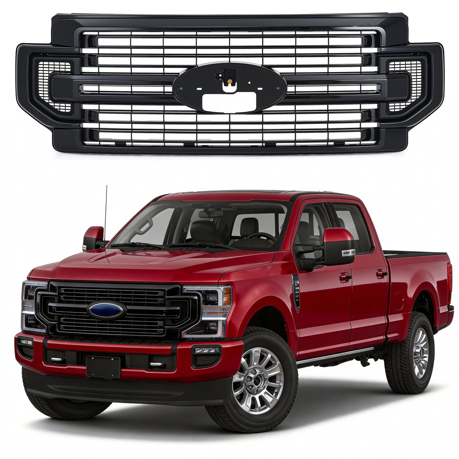 Front Car Grille for 2020 2021 2022 Ford F-250 F-350 F-450 Super Duty Black