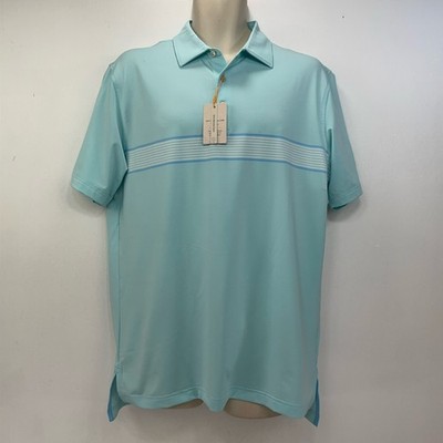 Peter Millar Polo Herren mittelblau Sommer Komfort Golf Performance Oberteil neu mit Etikett