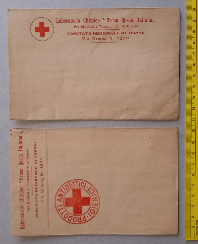 2 buste " Croce Rossa Italiana " Laboratorio Chimico, comitato regionale di To - Immagine 2 di 3