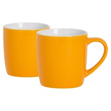 2x Coloured Coffee Mugs Ceramic Stoneware Tea Latte Cappuccino Cups 350ml Yellow