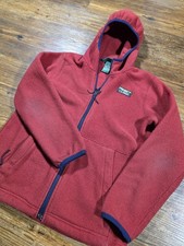 Vtg L.L. Bean Kids Fleece Red Youth Medium 10-12 Full Zip Hooded Hiking Camping