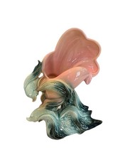 vintage Hull Ebb & Tide Shell & Fish Vase E 9 Pink & seafoam green 12.5