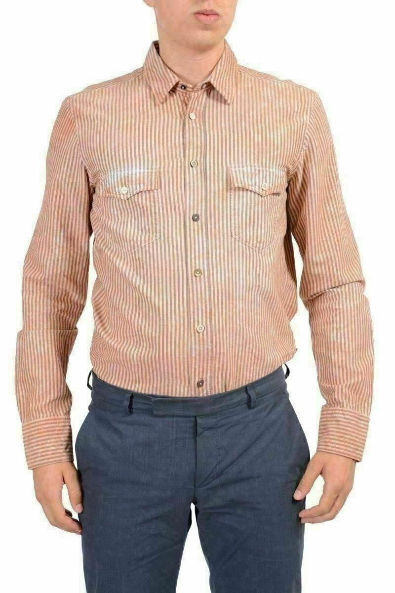 Мужская многоцветная повседневная рубашка Hugo Boss Orange EddaleE Размер US M IT 50