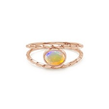 Ethiopian Opal Ring 925 Sterling Silver Rose Gold Plated Split Shank Jewelry