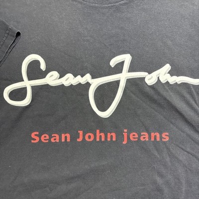 VTG Y2K Sean John Authentic Signature T Shirt Faded Black USA