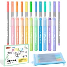 Bible Highlighters  Pens Set - 22 Pack, No Bleed, Gel  Fineliner Markers