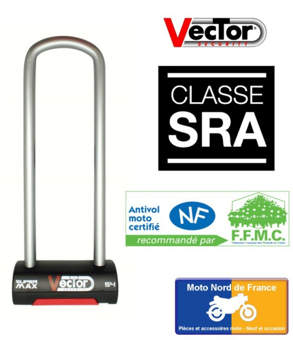 Antivol U VECTOR Super Max S4 SRA avec anse longue de 310 mm