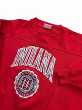 VTG Indiana Hoosiers Crewneck Sweatshirt Adult XL 90s Red IU Fleece Lined READ
