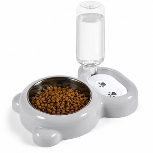 2-in-1 Animal Feeder Set Cat Dog Food Bowl Distributeur automatique d'eau Gray
