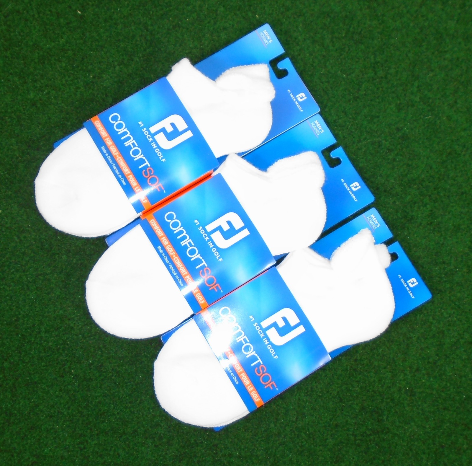 New in Packaging Lot of 3 FootJoy White ComfortSof Men's Roll Top Socks