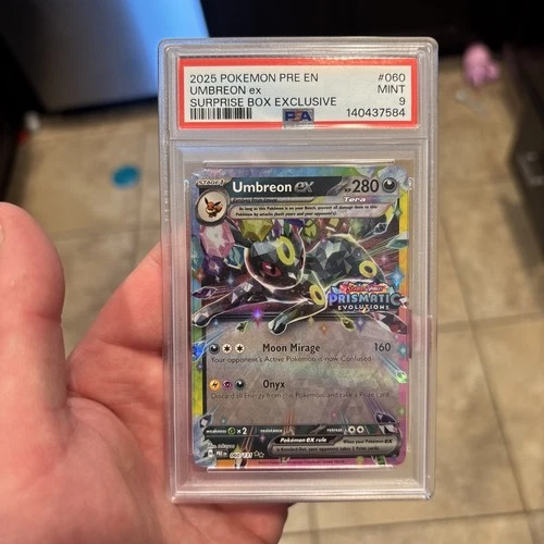 Pokémon TCG Umbreon ex Prismatic Evolutions Surprise Box 060 PSA 9 Holo