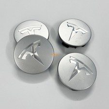 4x 57mm Für Tesla Model 3/S/X Felgenkappen Nabenkappen Silber