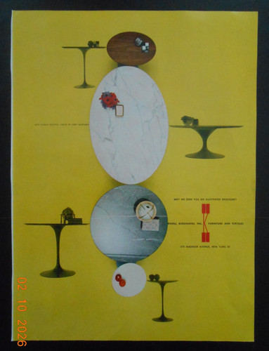 1958 Eero Saarinen New Single Pedestal Tables for knoll Associates NYC PRINT AD