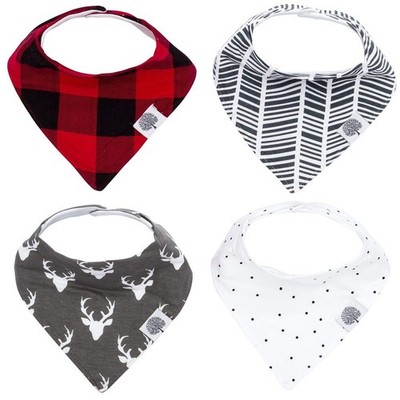 Soft Absorbent Baby Bibs 0-24 Months Adjustable Snaps 4 Pack Lumberjack Styles