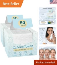 2 Pack of 50 count XL Disposable Face Towels 10  x 12  , 100 Viscose Fibre, S...