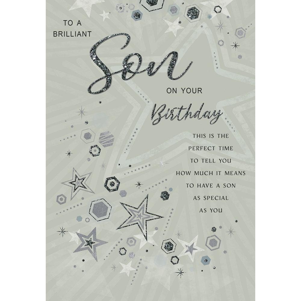 To A Brilliant Son On Your Birthday Card. 23x15cm