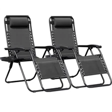Greesum Zero Gravity Chairs SET OF 2 Adjustable Mesh Recliners Lounge Black