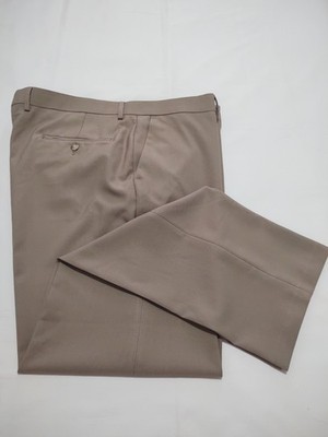 Haggar Dress Pants Mens 40x32 Tan Straight Fit For Comfort Performance Pre-owned