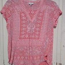 Lucky Brand Womens V-Neck Short Sleeve Paisle...