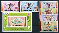 146562) Olympische Spiele Liberia Nr. 826-831 + Block 60 **, M&uuml;nchen