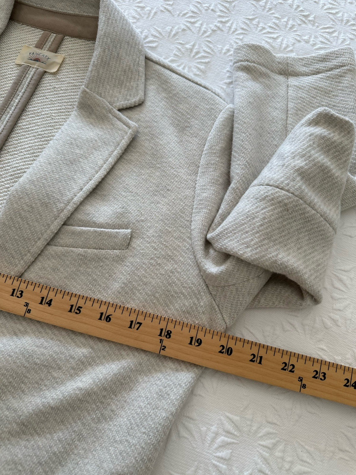 FAHERTY Inlet Knit Sweater Blazer Light Oatmeal Melange WOS2507 Retail $198