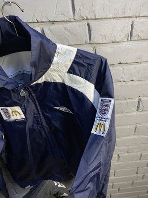 Umbro Men S Jacket Navy Nylon Sportswear England FA Hidden Hood