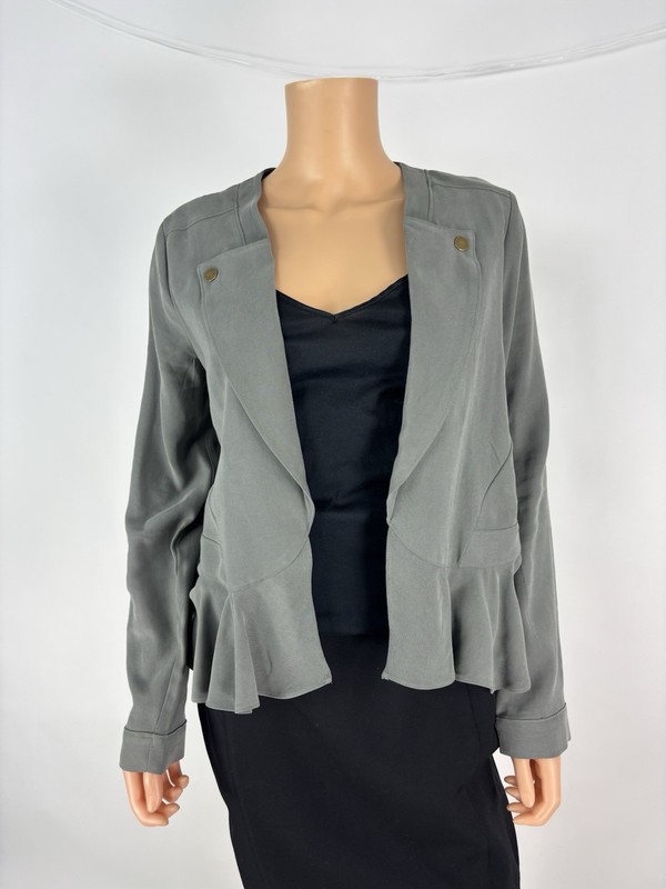 BCBGeneration Gray Open-Front Peplum Jacket Size S