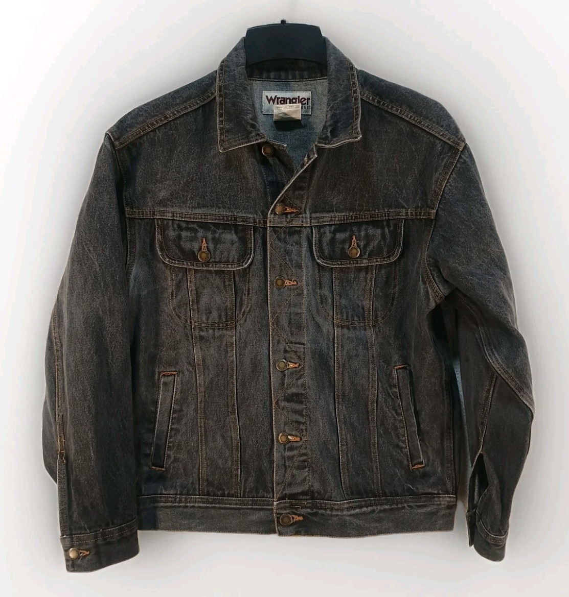 Wrangler Rugged Wear Black Denim Trucker Western Jacket Men'