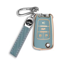 QBUC for Chevy Key Fob Cover Fit for 4 Buttons with Keychain,for Chevrolet Eq...