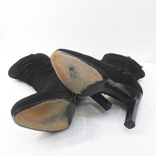 GUCCI Women's Short Side Gathers Suede Boots Size:38/JP:25 Black 141193K Authen thumbnail 6