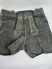 Lederhosen Oktoberfest Suede Leather Gray Shorts Green Trim No Size Tag