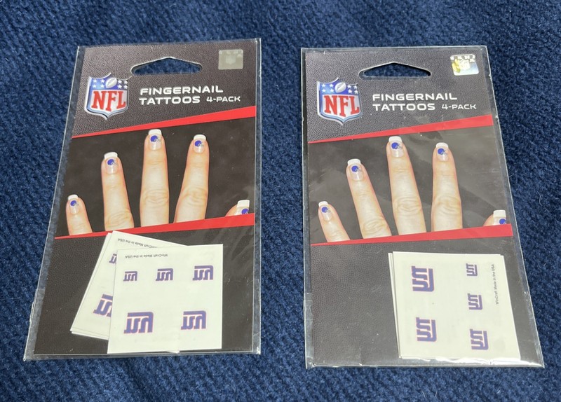 New York Giants NFL 4-Pack Fingernail Tattoos - New in Package LOT OF TWO