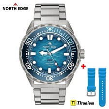 North Edge Triton-TI Titanium Solar Dive Watch 300M Waterproof Quartz Men's