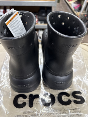 Crocs Z56121* Unisex Black Crush Pull-On Platform Rain Boot Size