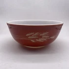 Vintage Pyrex Autumn Harvest Large 404 Glass Mixing Bowl Brown Wheat USA