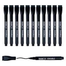 HANWER 12 Pack Magnetic Dry Erase Markers Fine 1 Count Pack of 12 , Black