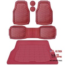  Heavy Duty Rubber Red Car Floor Mats & Cargo...