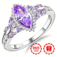 Beautiful Amethyst Cubic Zirconia .925 Ring, Size 9. FREE SHIP IN THE USA