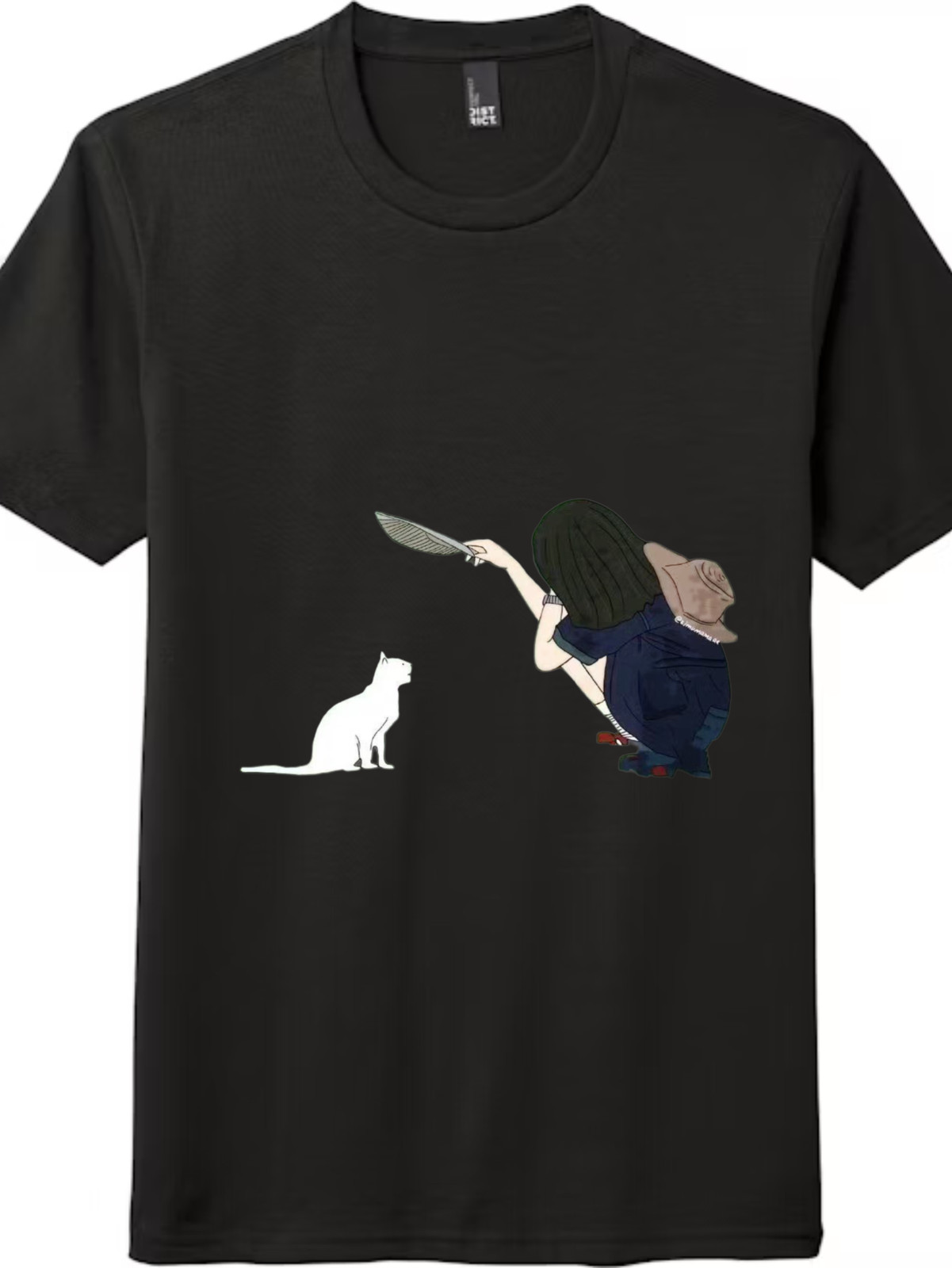 Girl Feeding Cat Graphic T-Shirt, Cute Cat & Woman Unisex Tee