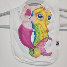 Just Add a Kid Bib Sea Horse Mermaid Baby Bib Cotton White Screenprint Moustakos