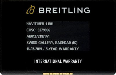 Breitling Navitimer 1 B01 AB0127211B1A1 Authentic Watch Certificate Guarantee