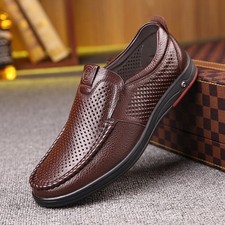 9018 Cow Leather Men's Casual Shoes Punctured Brown Choose Size And Tell Seller