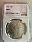 1885-O Morgan Silver Dollar. NGC MS66. Blast White Beauty. Fantastic Example !