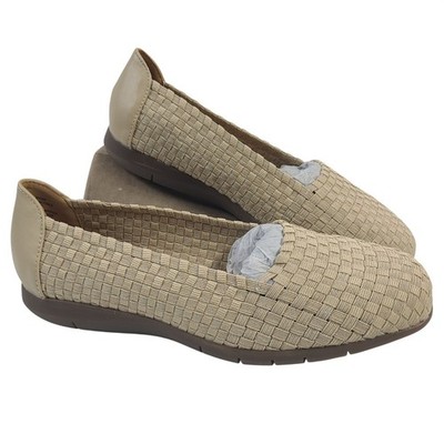NEW Comfortview Bethany Beige Woven Slip-On Loafers Fabric Upper Sz 9 WW