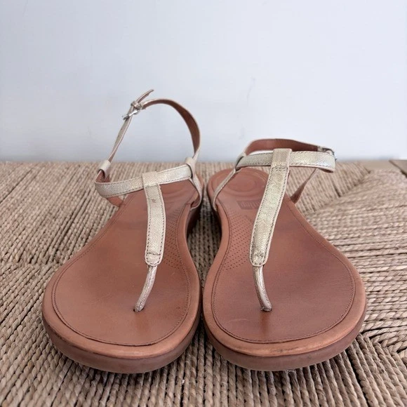 FitFlops Sandal Size 9 Gold Strappy Summer Boho Beachy Casual - Image 2 of 4